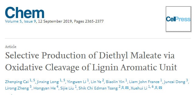 Highly selective conversion of lignin for the preparation of high value-added chemicals-diethyl maleate